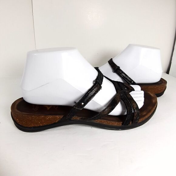 Dansko women's Janelle Eu40 US9-9,5 Leather Animal Print Strappy Thong Sandals - Picture 5 of 13